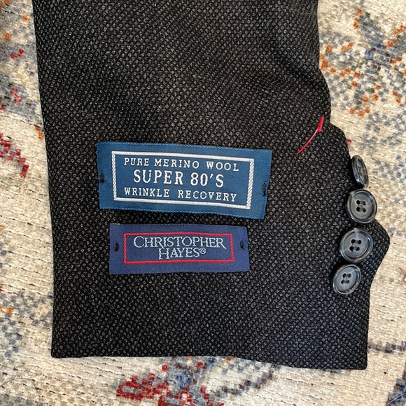 NWT Christopher Hayes Merino Wool Blazer 40 Long Lined inside Black - Picture 3 of 15